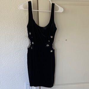 Zara Black Mini Dress with Embellishments